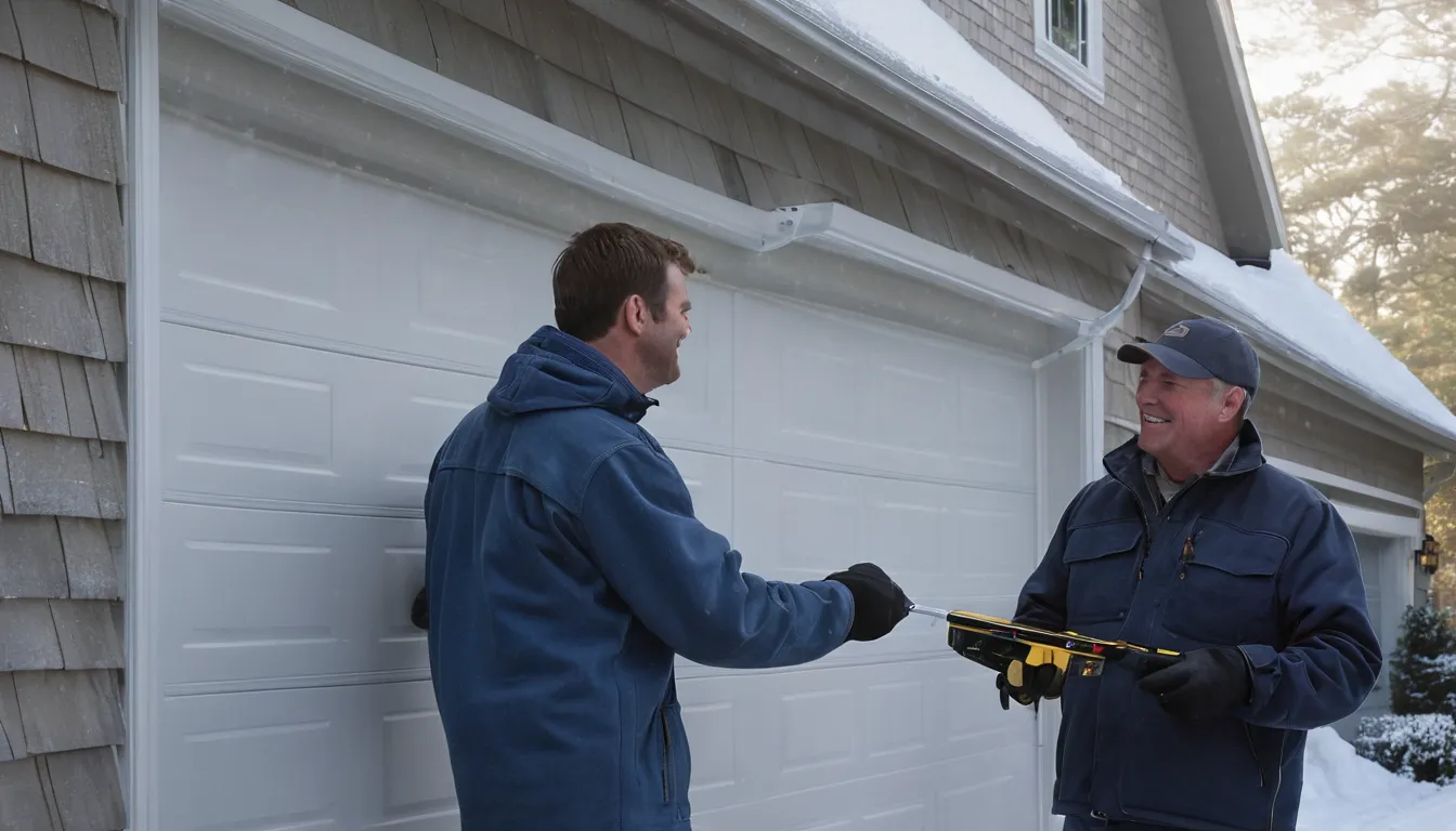 Independent garage door provider fitting a new insulated door on a Eatontown home in the Eatontown area